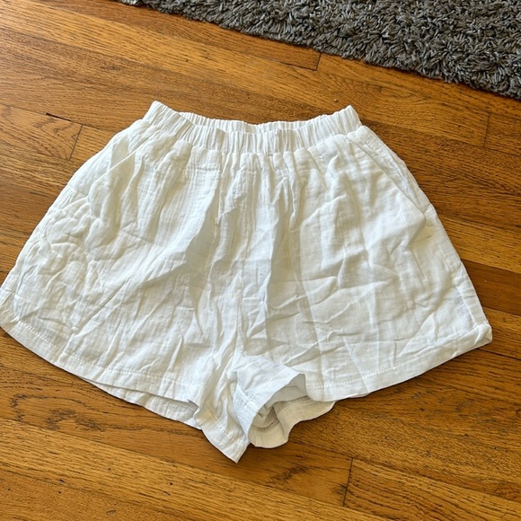NWOT MATEO HIGH WAISTED COTTON SHORTS WHITE - Picture 3 of 12